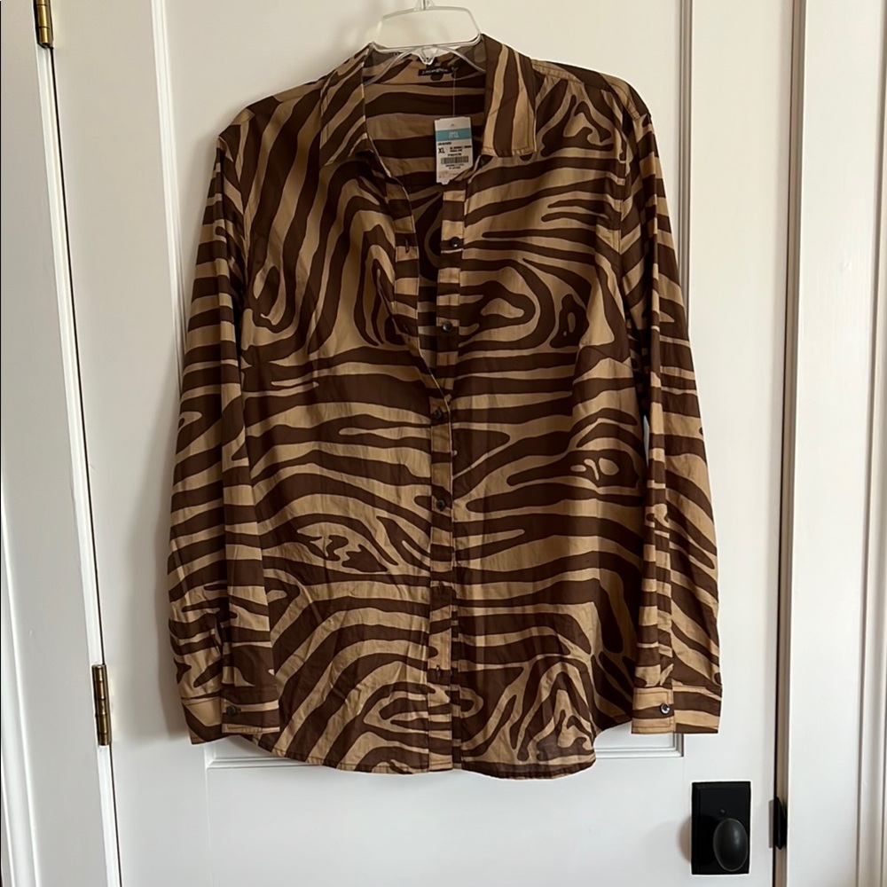 Brown Zebra Print Women's Top - Picture 4 of 6
